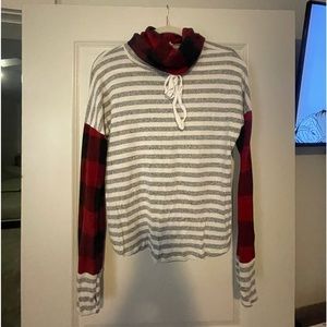 Gray and Red Striped Lovely Melody Sweater- size S
